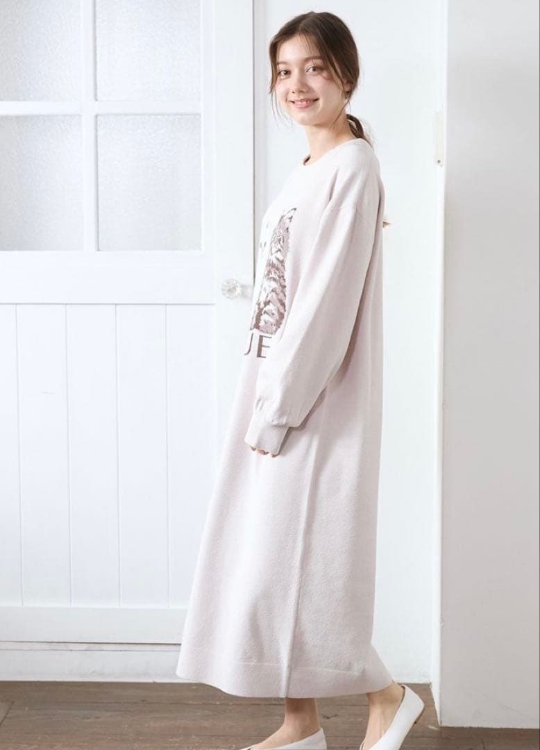 gelato pique ツインキャットジャガードワンピース ピンク