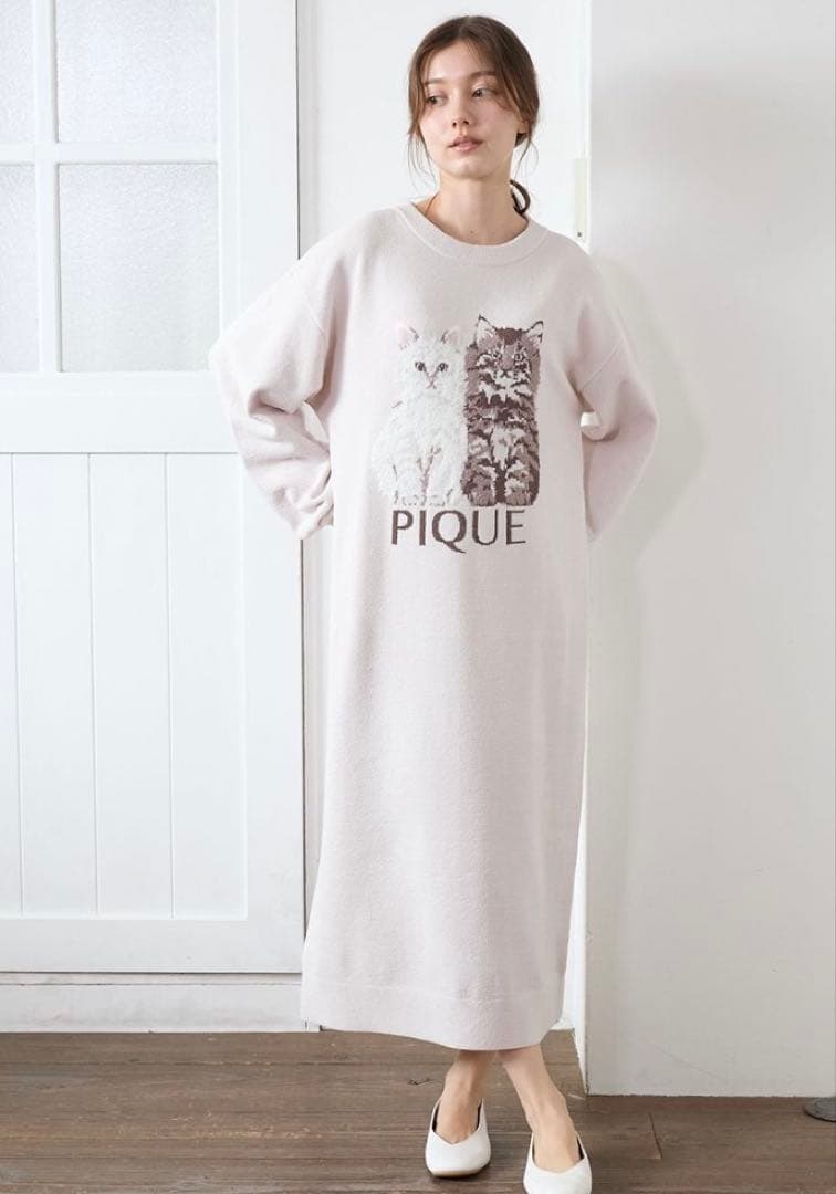 gelato pique ツインキャットジャガードワンピース ピンク