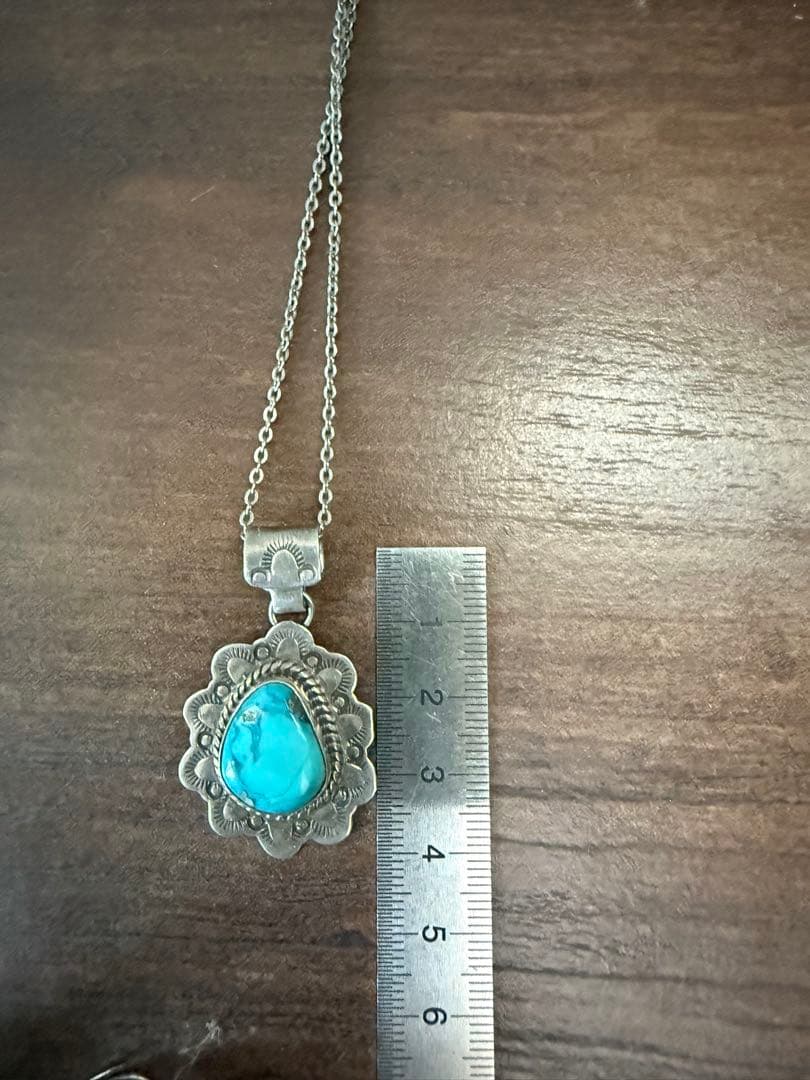 ナバホ族 NAVAJOターコイズ シルバーネックレス 925 キングマン