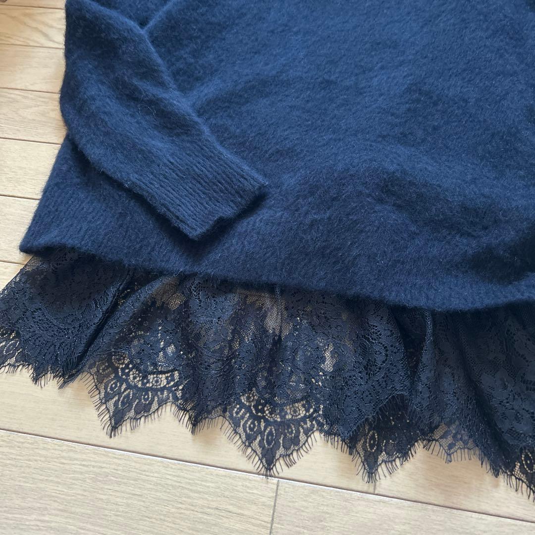 アデ Ade' 田丸麻紀FOX Vネックニットプルオーバー ブラック