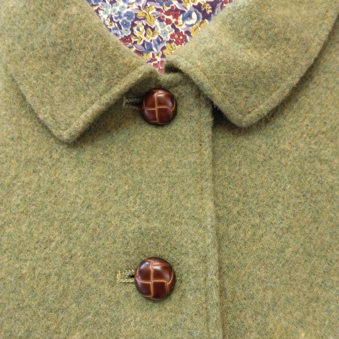 みなとのてんらんかい　ウール 緑色 ジャケット リバティ裏地