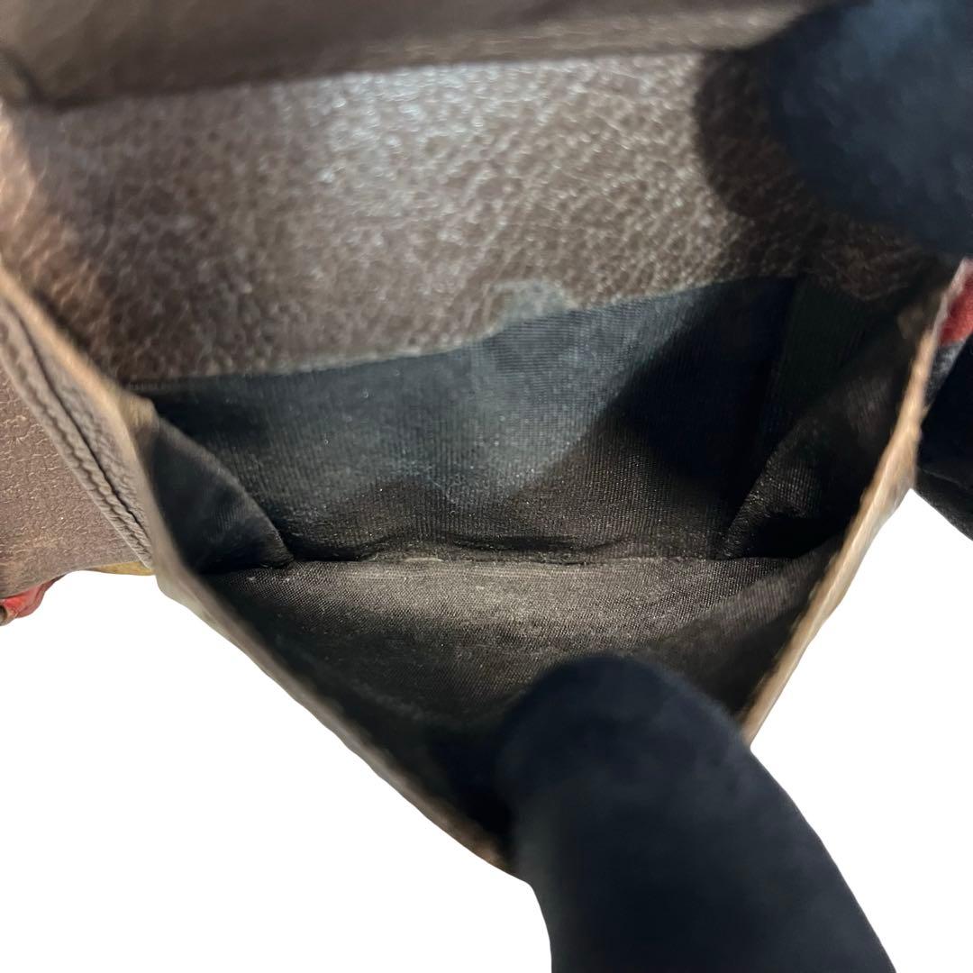 レア✨グッチ 二つ折りで ナイトクーリエ PVC UFO レザー ブラウン