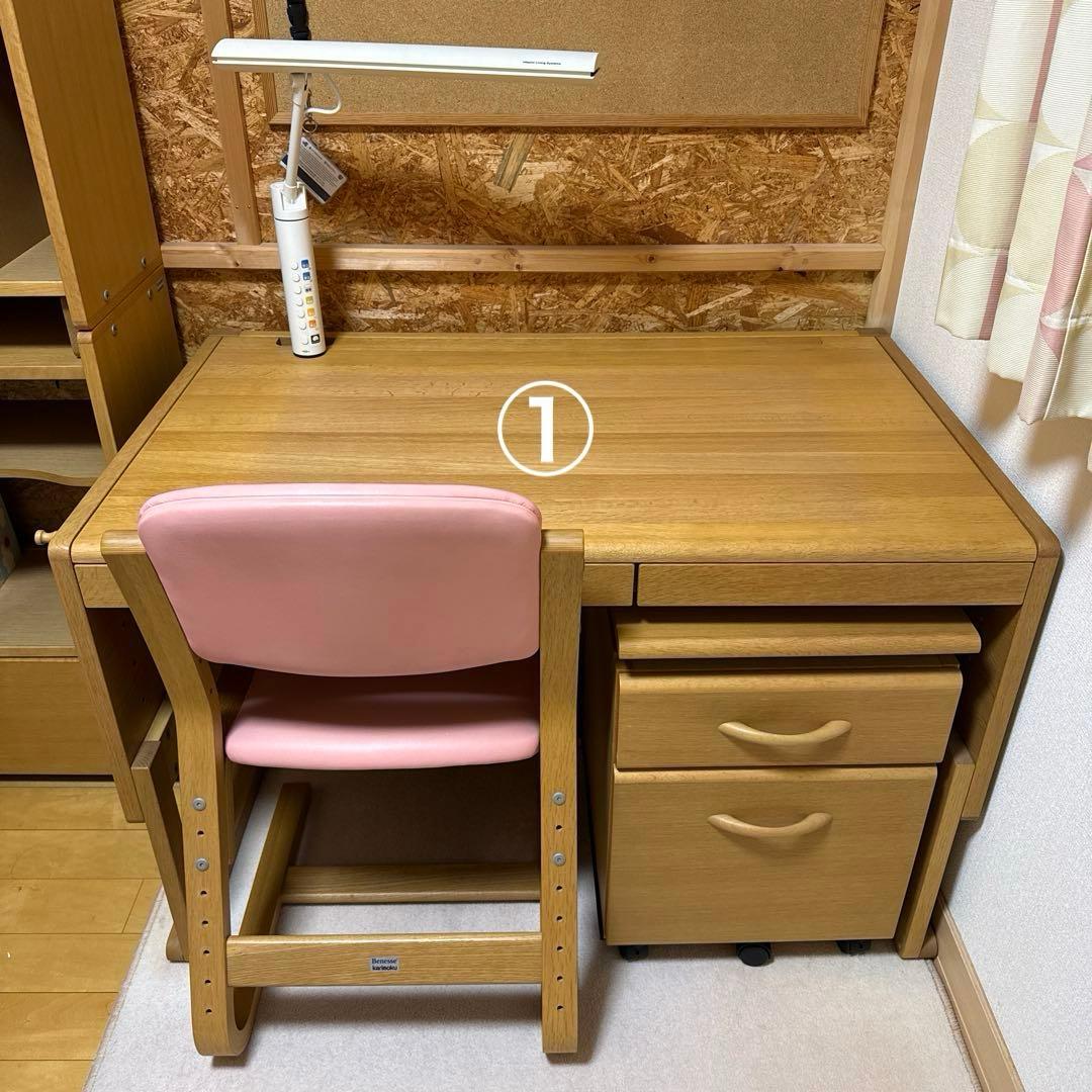 カリモク 子供用学習机 4点セット ①学習机