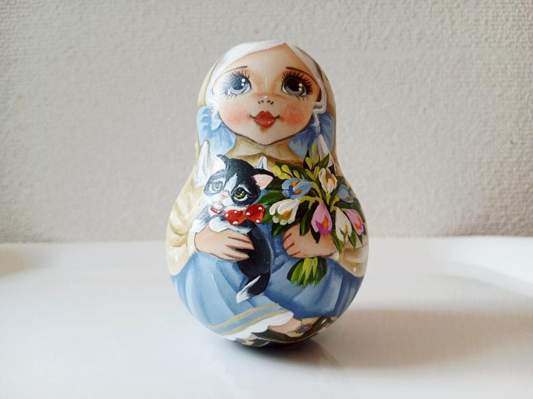 【CBT122】9cm級 おきあがりこぼし(大) スベトラーナ　黒猫ちゃん