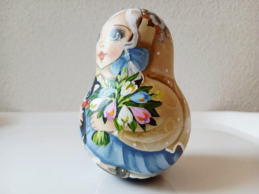 【CBT122】9cm級 おきあがりこぼし(大) スベトラーナ　黒猫ちゃん