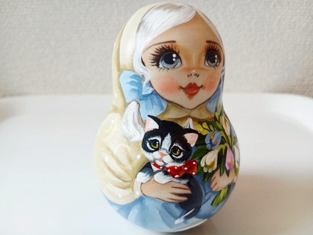 【CBT122】9cm級 おきあがりこぼし(大) スベトラーナ　黒猫ちゃん