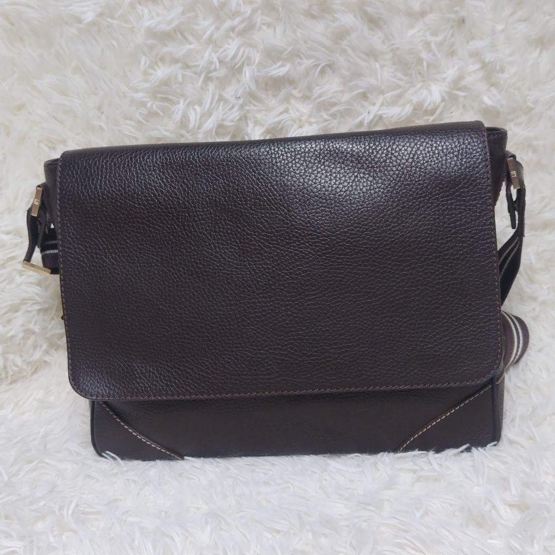 ダンヒル ショルダーバッグ フラップ クロスボディ A4 レザー ブラウン