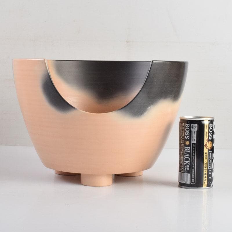 茶道具　蒲池窯　土器師　伊藤征隆作　雲華紅鉢風炉　共箱　C　9067A