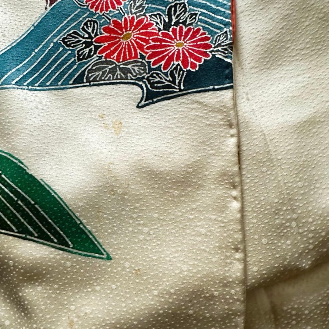 【未使用級】鹿の子地紋 振袖 扇面吉祥花文様 暈し八掛 成人式 卒業式