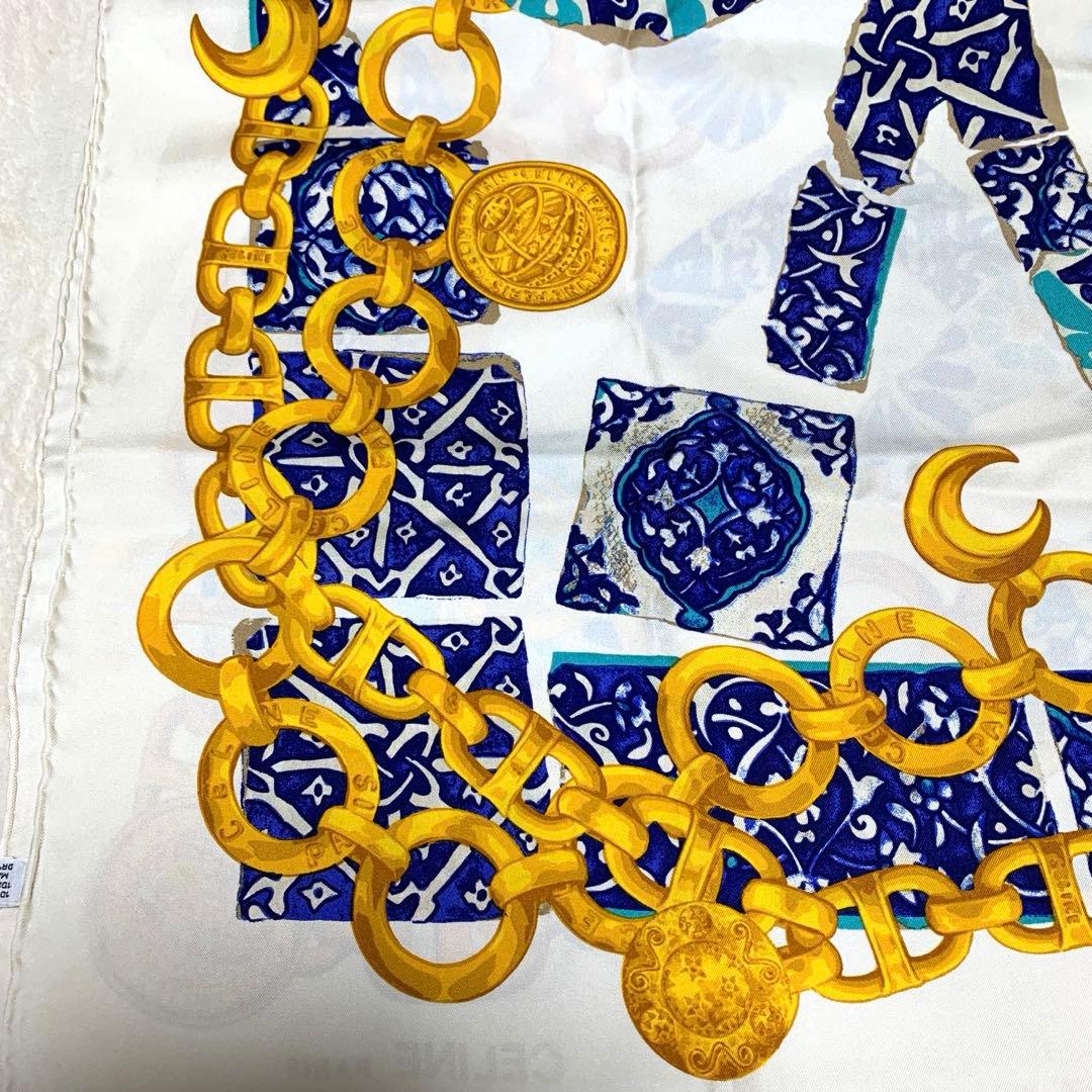 【美品】セリーヌ　CELINE　大判　スカーフ　パリ　シルク　100