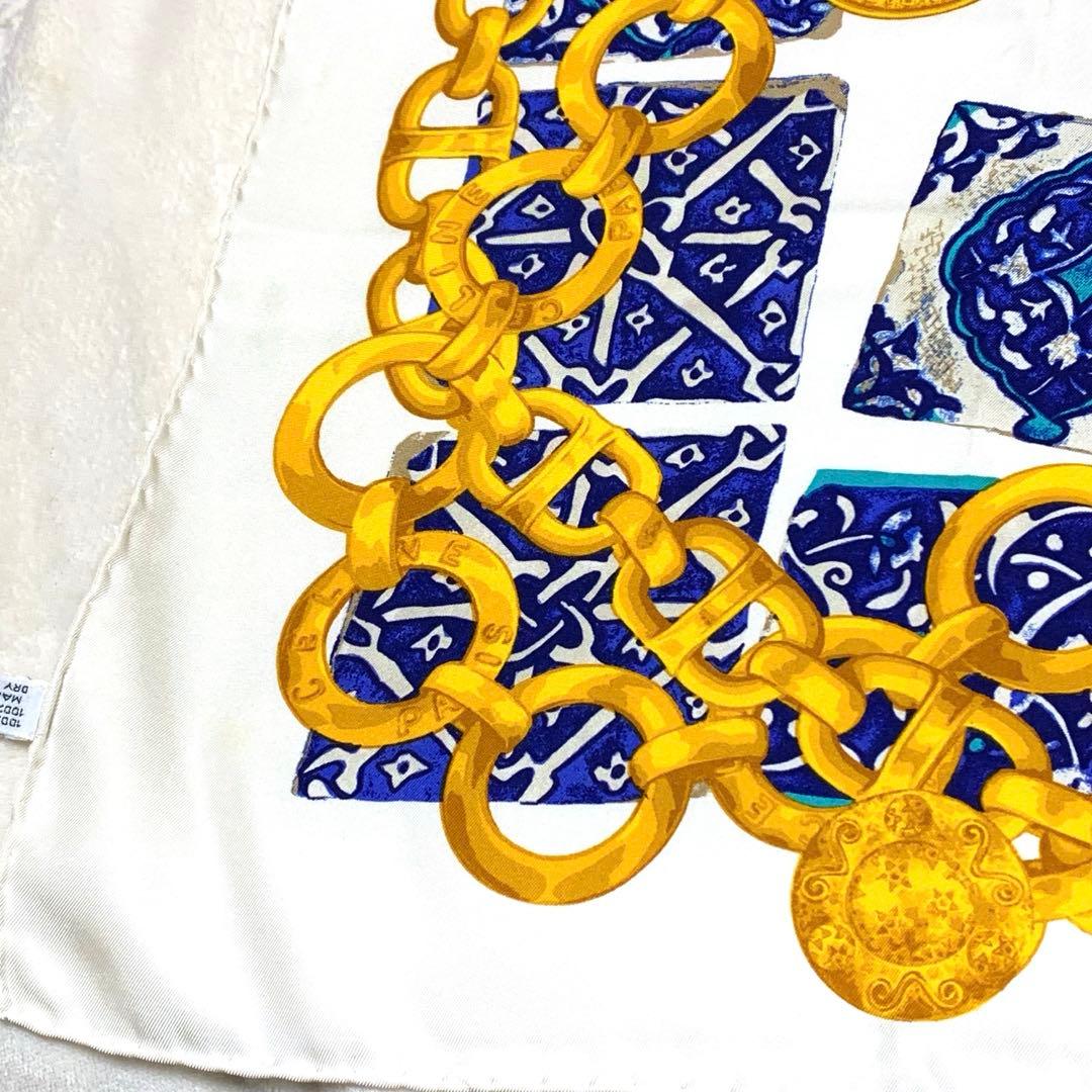 【美品】セリーヌ　CELINE　大判　スカーフ　パリ　シルク　100