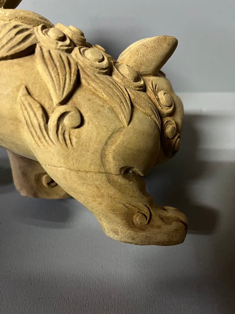 木彫り　獅子像　１対　35