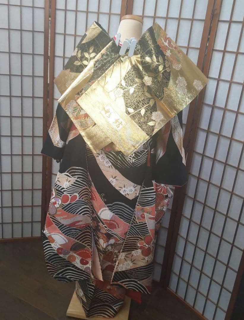 453【最終価格】古典柄　和モダン【正絹振袖7点フルセット】成人式卒業式謝恩会