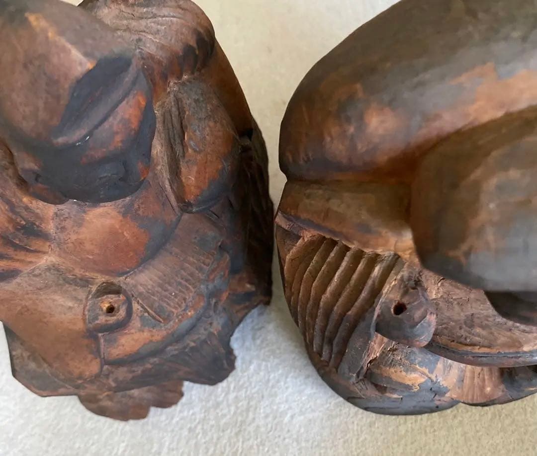 【レトロ】木彫り／恵比寿・大黒天の置物