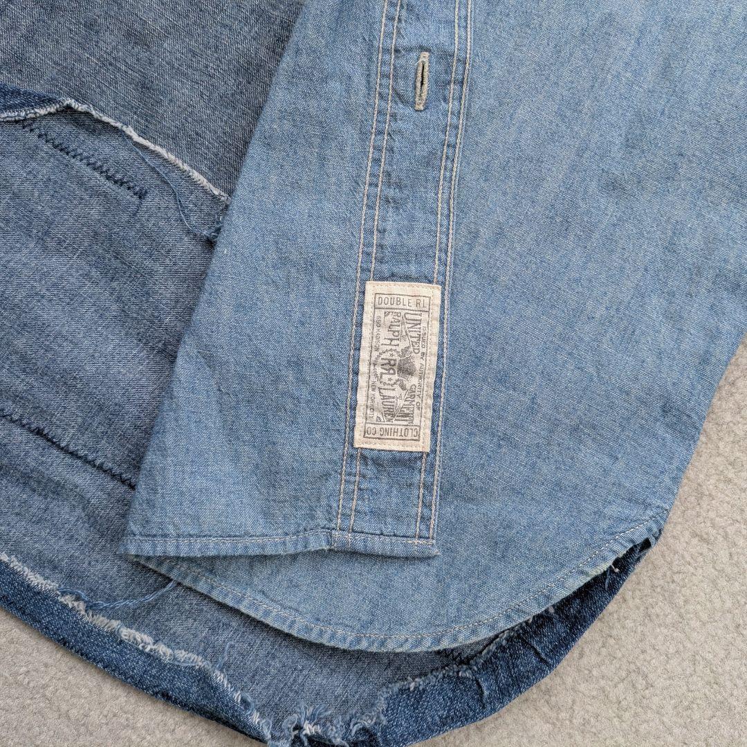 【希少】ダブルアールエル RRL カスタムシャンブレーシャツ　ダメージ デニム