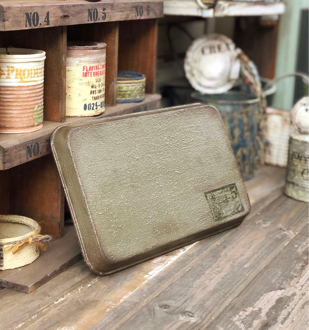 リメイク缶　大サイズ　ガッチリ ガーデン トレイ　多肉ポイポイ　No.373