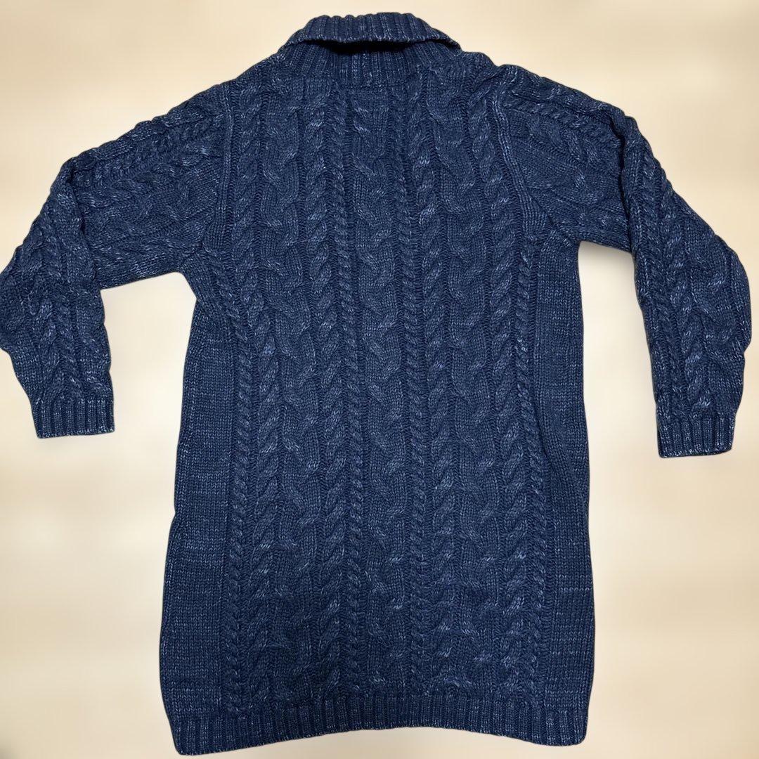 BLUE BLUE　インディゴコットン　ケーブルニットコート