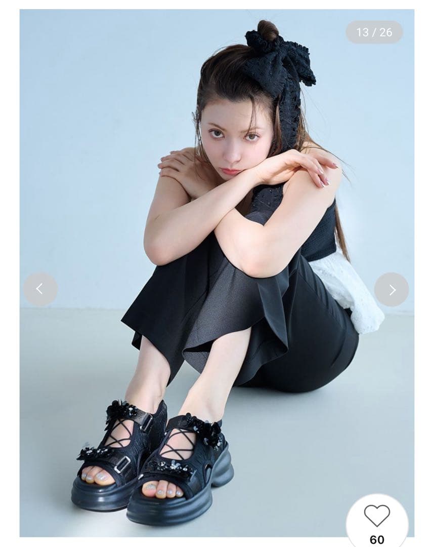 LILY BROWN ロングリボンシュシュ 黒black