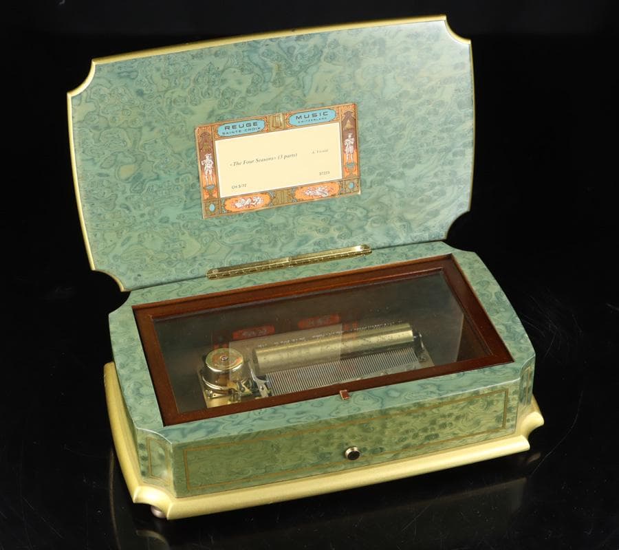 Y2534 リュージュ オルゴール ビバルディ「四季」3曲 72弁 金象嵌　ma
