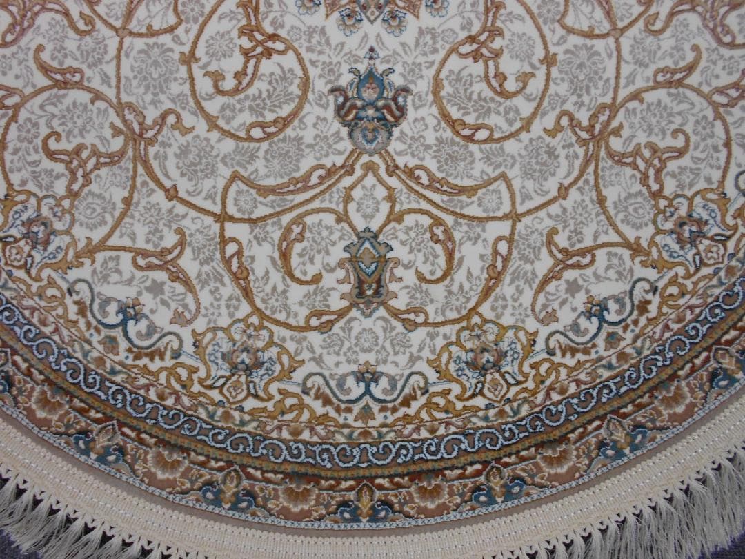 立体柄、144万ノット！本場イラン産 高密度織絨毯！円形200cm‐200461