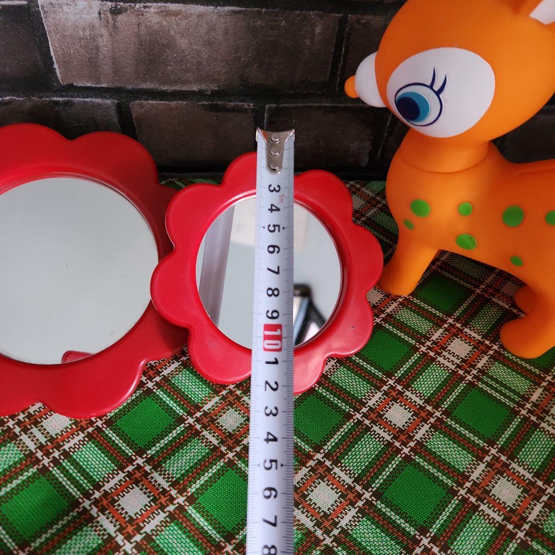 ☘️昭和レトロポップ☘️オレンジ色の子鹿貯金箱&フラワーミラー