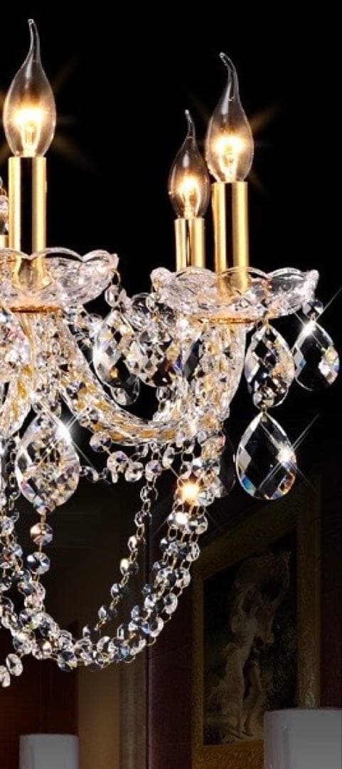 3色LED電球付き クラシックシャンデリア 6灯 ゴールド