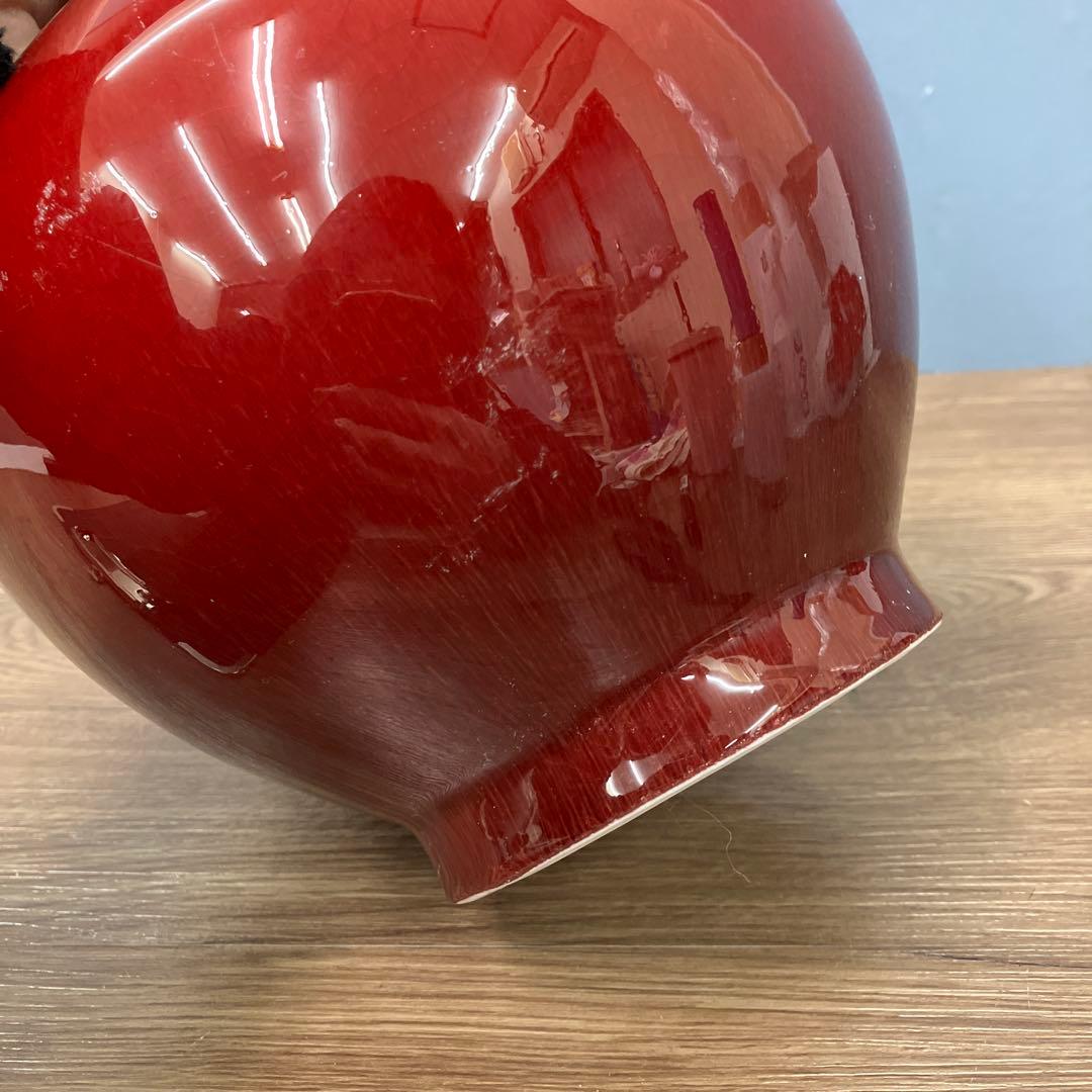 4F 中国名陶 景徳鎮製 郎窯紅（赤釉）花瓶 骨董 古美術品 花瓶 花器