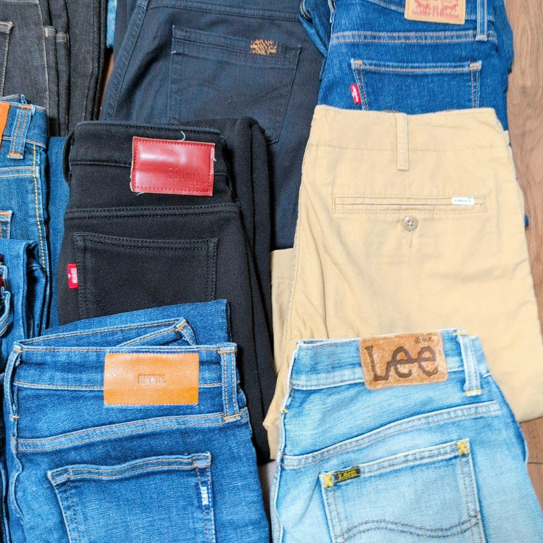 ブランドデニムパンツまとめ売り45本 リメイク素材 リペア ハンドメイド生地
