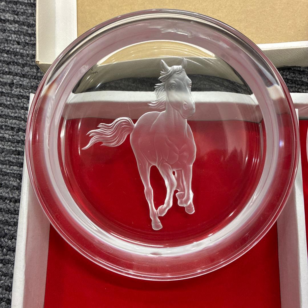 日本製ホヤクリスタルワインコースター「馬」アート日本製最高品質のクリスタルガラス