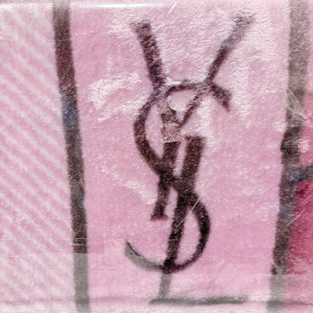 イヴ・サンローラン　大判ひざ掛け　ビッグロゴ　デカロゴ　140×80cm ピンク