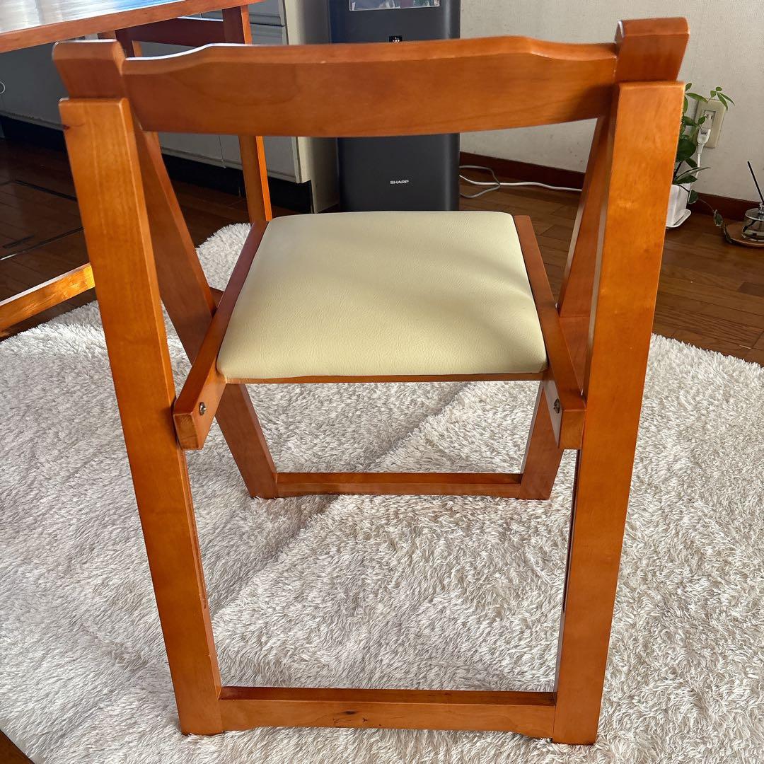 美品】天然木 折りたたみ デスク チェア セット 椅子 テーブル ワークスタディ
