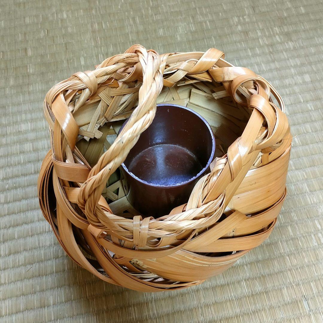 竹花籠　レトロ　竹細工　竹籠　花籠　茶道具　アンティーク　生花