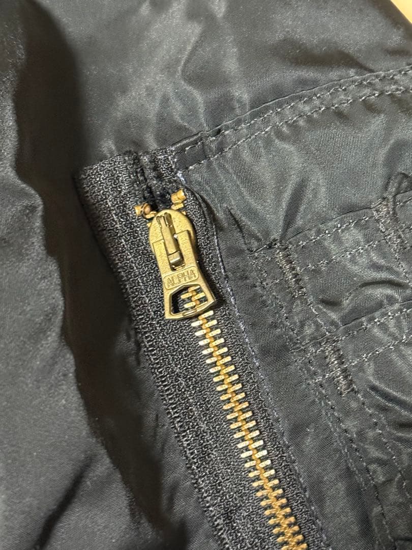 80s USA製 ALPHA MA-1 黒裏地 IDEALジップ M アルファ社