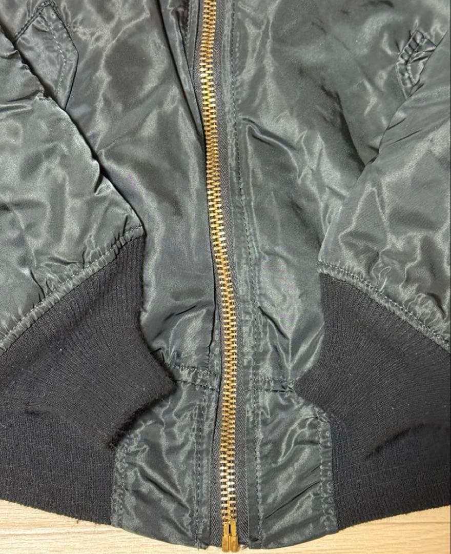 80s USA製 ALPHA MA-1 黒裏地 IDEALジップ M アルファ社