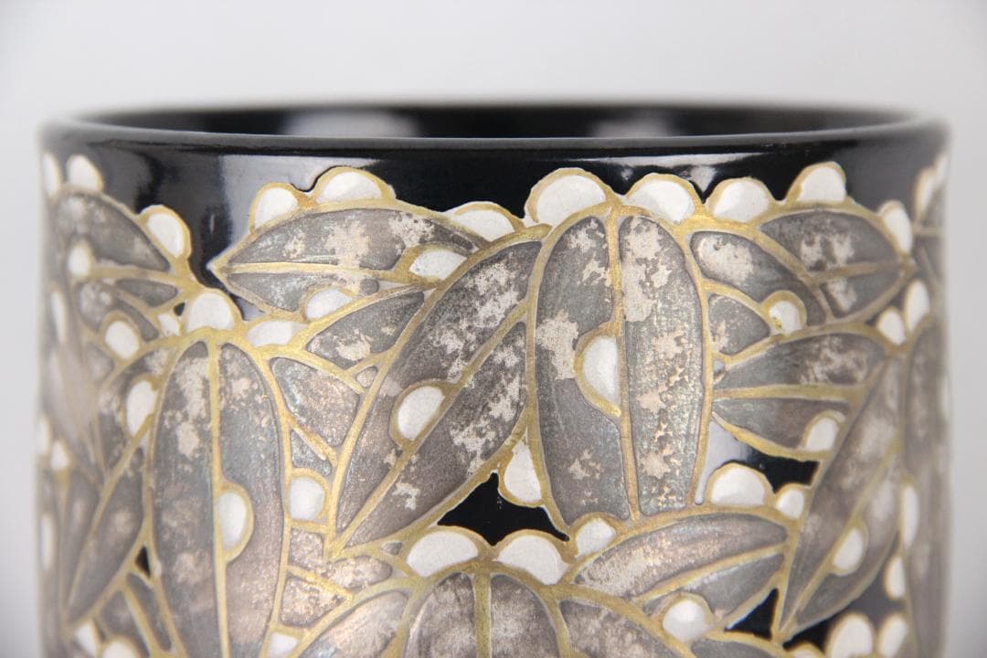 京焼　八世乾山　山本如仙作品　笹　雪笹絵　共箱　茶道具 本物保証 EN21-27