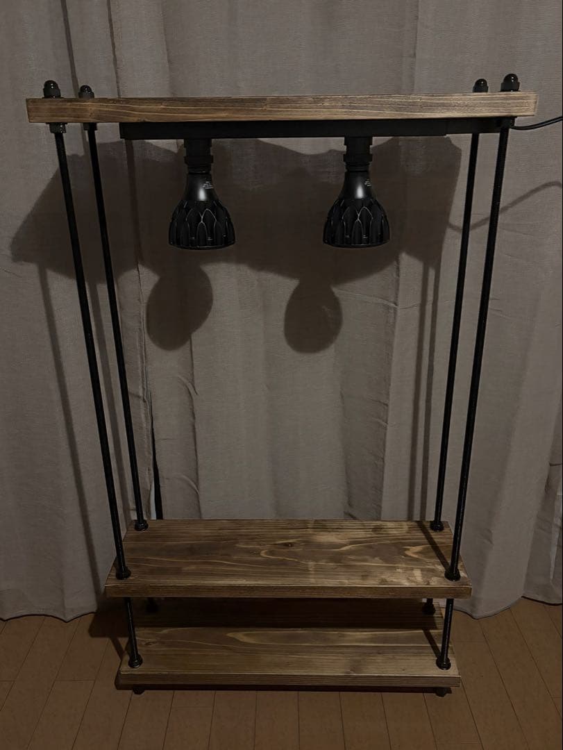 植物育成棚 ライティングレール付 天然木×アイアン インダストリアル 育成ラック