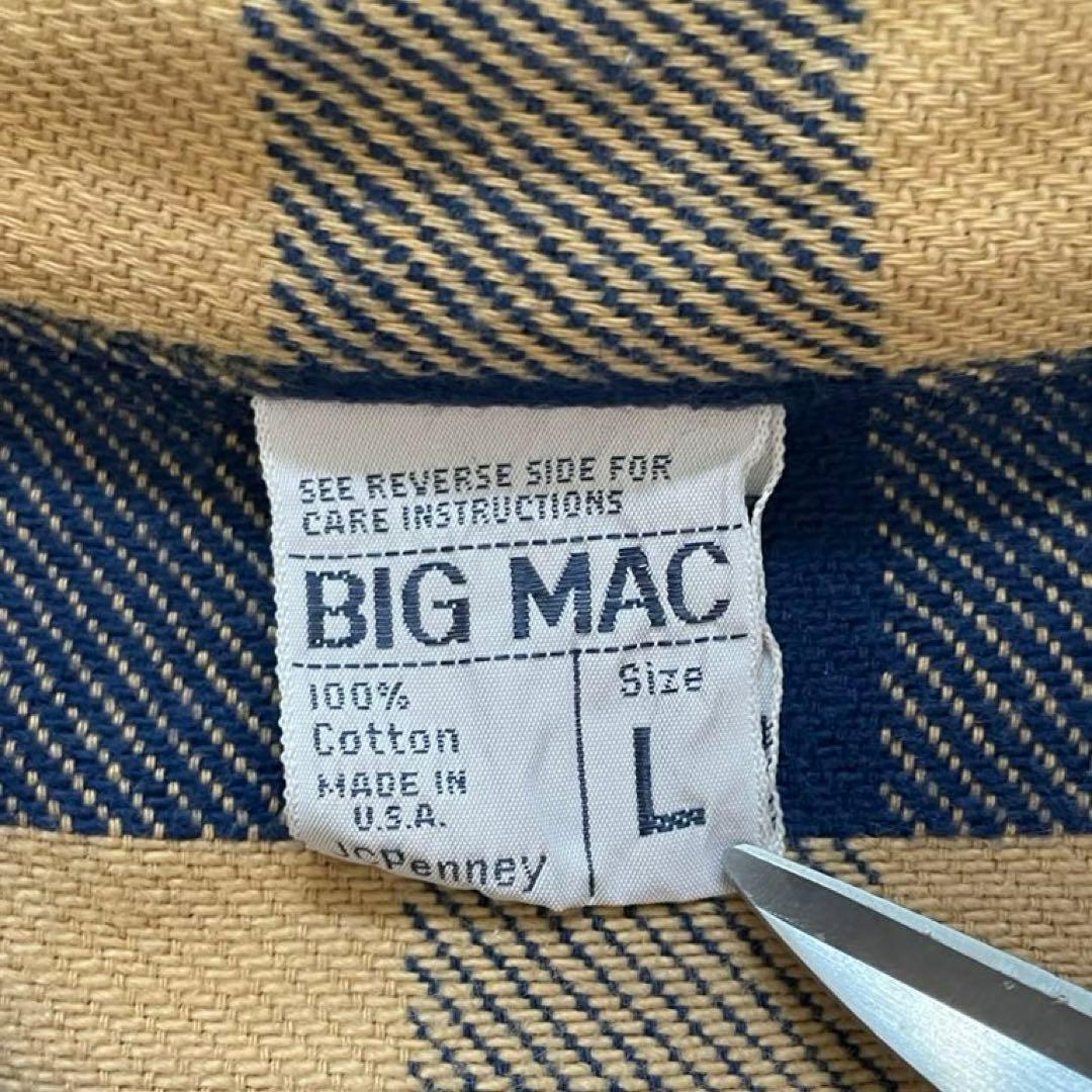 希少 70s USA製 BIGMAC イエロー ネルシャツ L ヘビネル 黄色