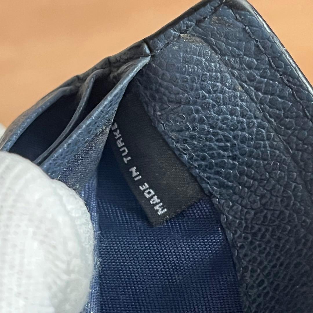 PRADA プラダ マネークリップ メンズ ブルー 青色 レザー ロゴ　ICタグ