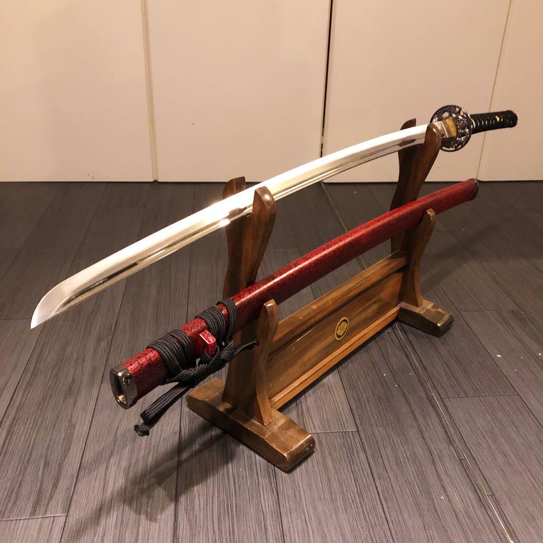 高級模造刀　陸奥守吉行　坂本龍馬拵え　居合刀　優乱刃紋　朱拵え　合金刀身