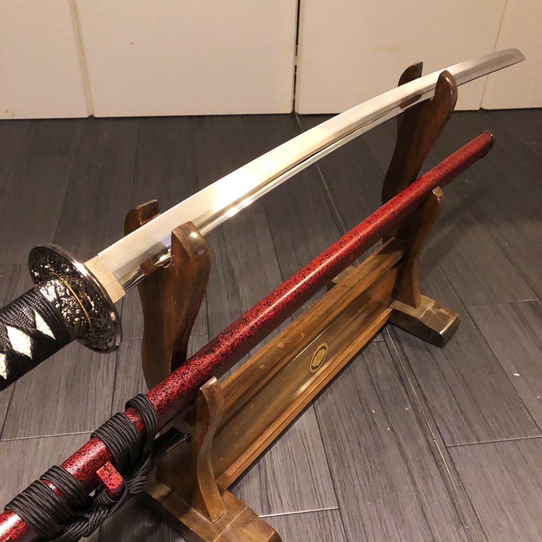 高級模造刀　陸奥守吉行　坂本龍馬拵え　居合刀　優乱刃紋　朱拵え　合金刀身