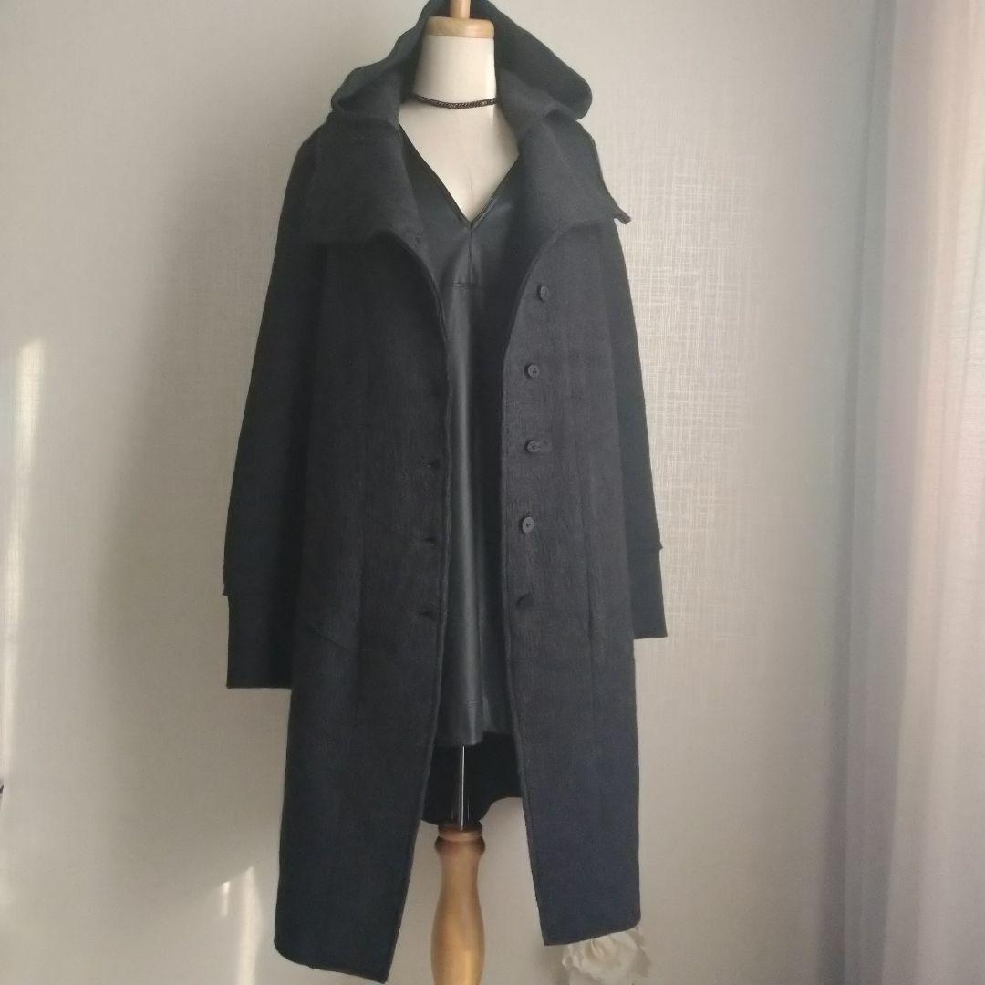 transit par such ウール ダークグレー ロングコート 3