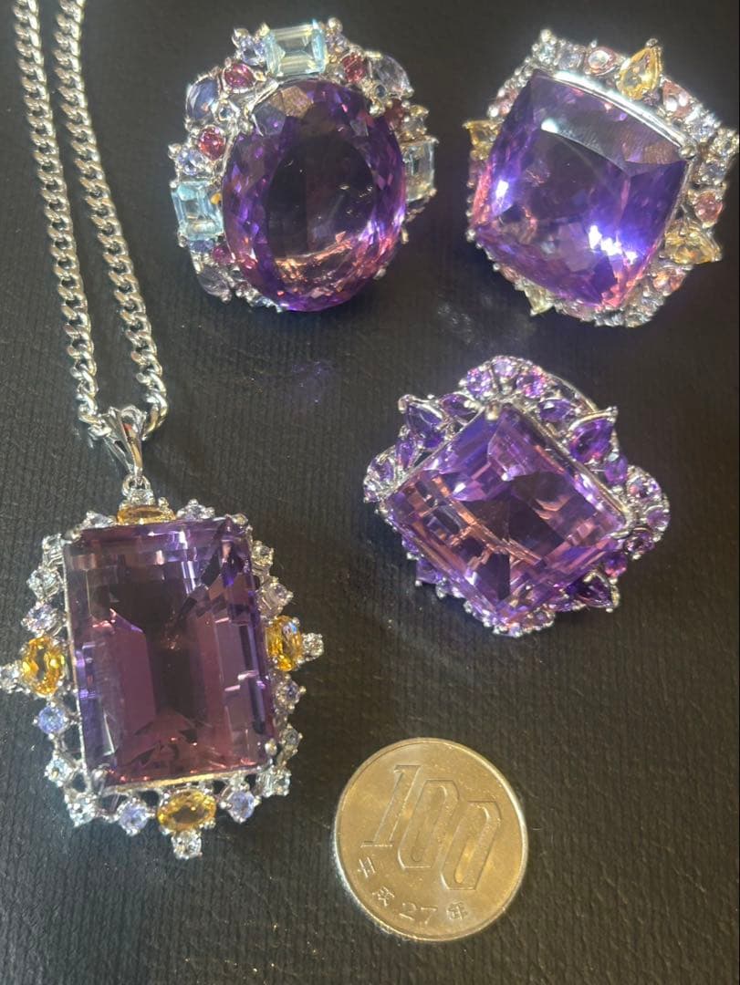 i*︎様 天然石特大アメシストリング13号限定