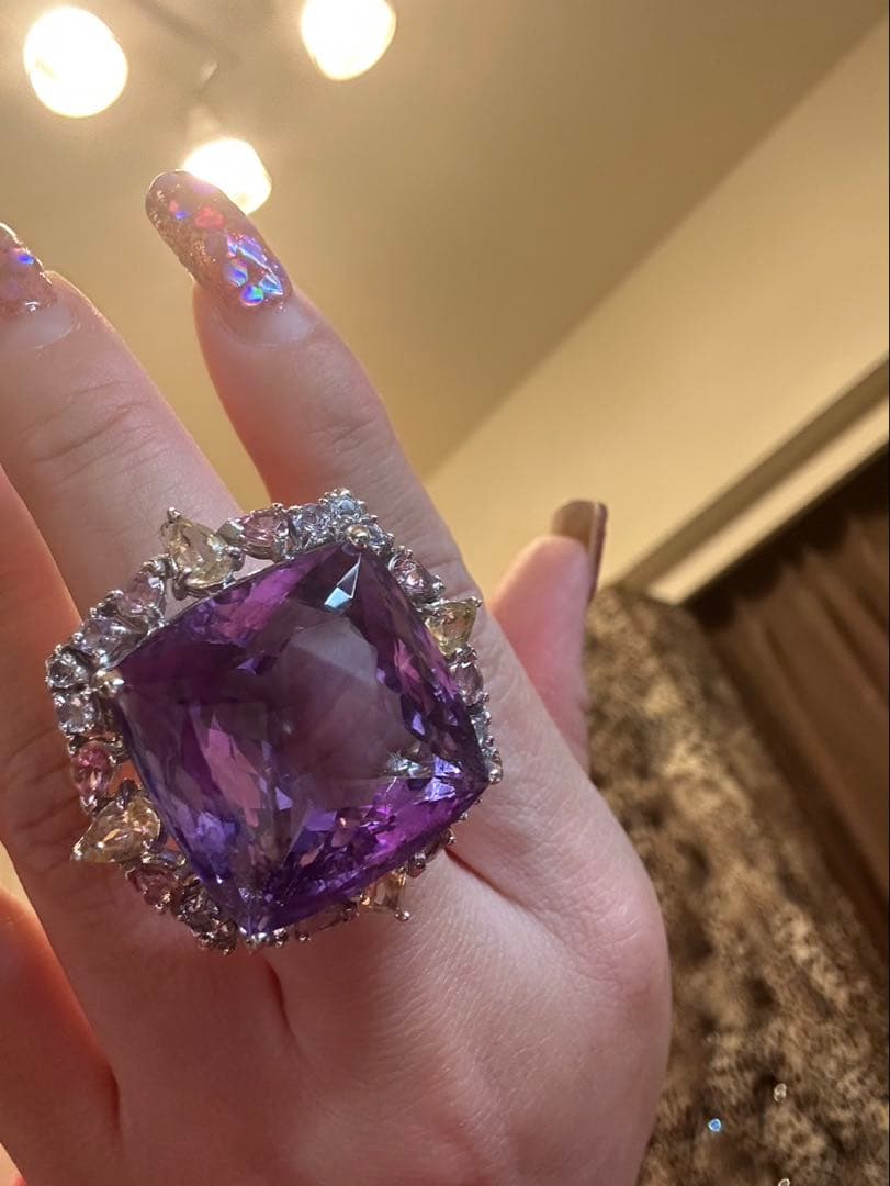 i*︎様 天然石特大アメシストリング13号限定