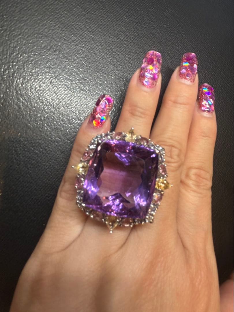 i*︎様 天然石特大アメシストリング13号限定