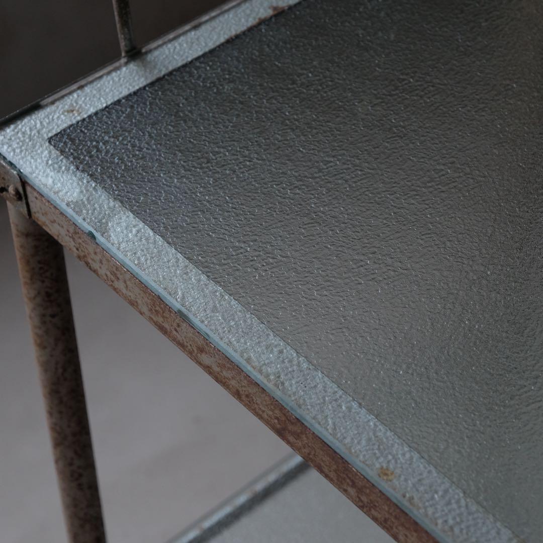 古いガラストップワゴン　棚 シェルフ 収納 古家具 古道具 アンティーク レトロ