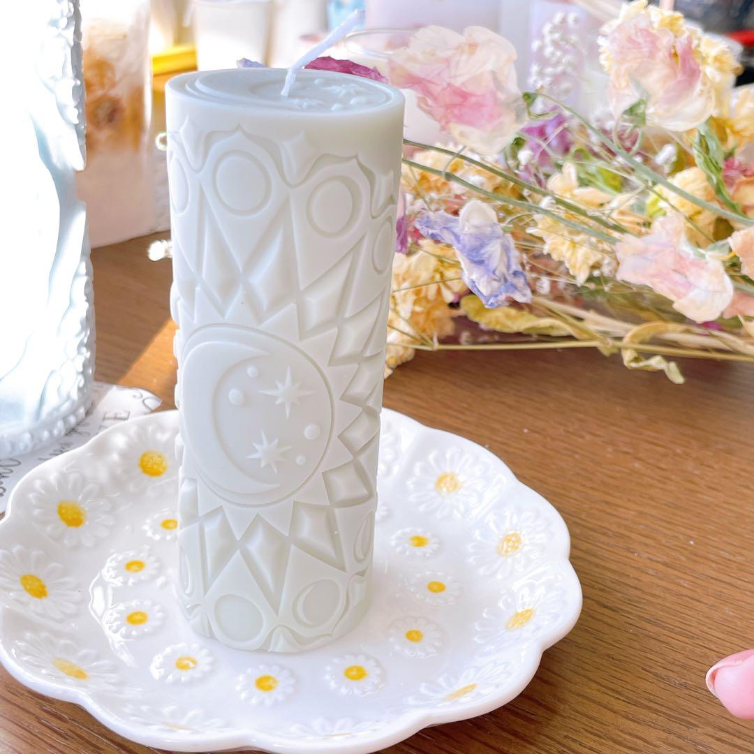 くすみカラー3本セット　ソイキャンドル　エスニック　アジアン　花　月