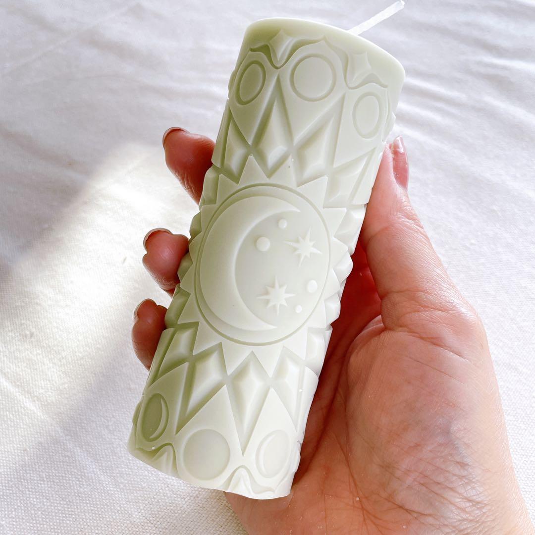 くすみカラー3本セット　ソイキャンドル　エスニック　アジアン　花　月