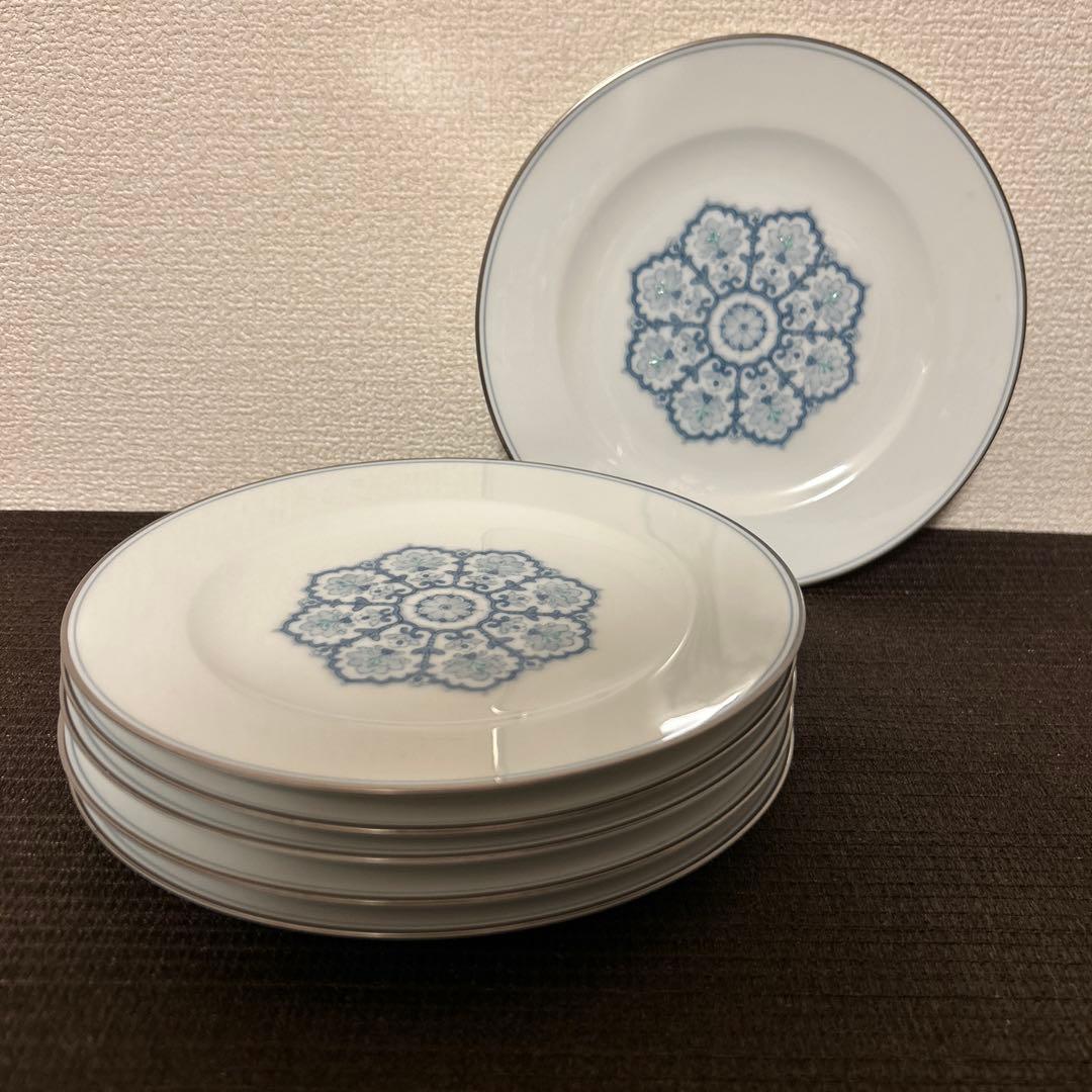 大倉陶園　呉須正倉院　デザートプレート　20cm プラチナ彩　手描き