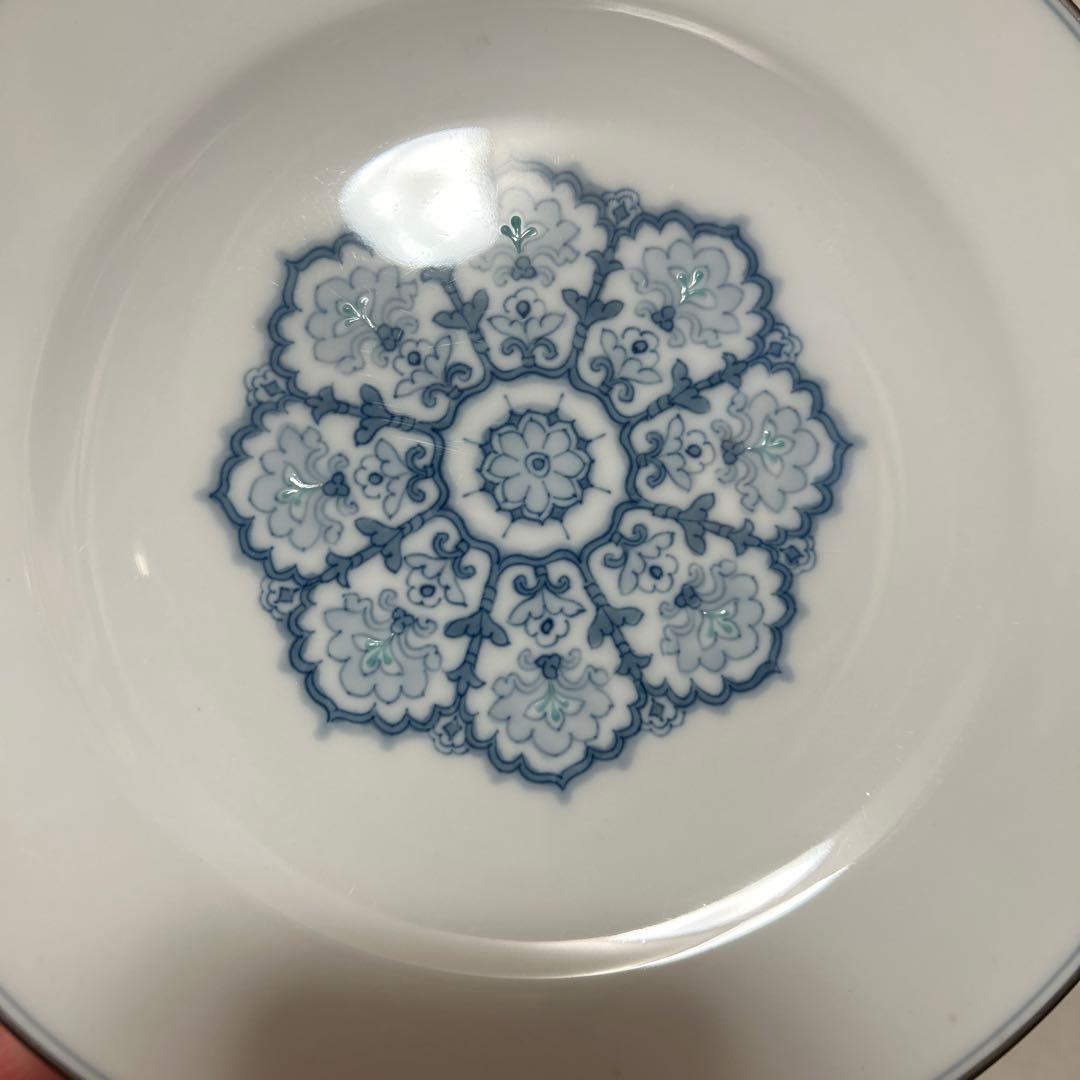 大倉陶園　呉須正倉院　デザートプレート　20cm プラチナ彩　手描き