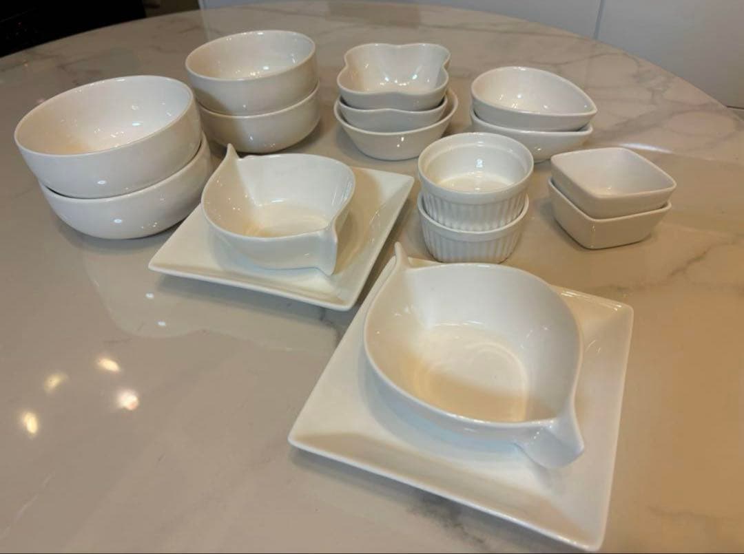 19点 【 オフホワイト 食器 】 平皿 中皿 取り皿 小鉢 ボウル 鍋